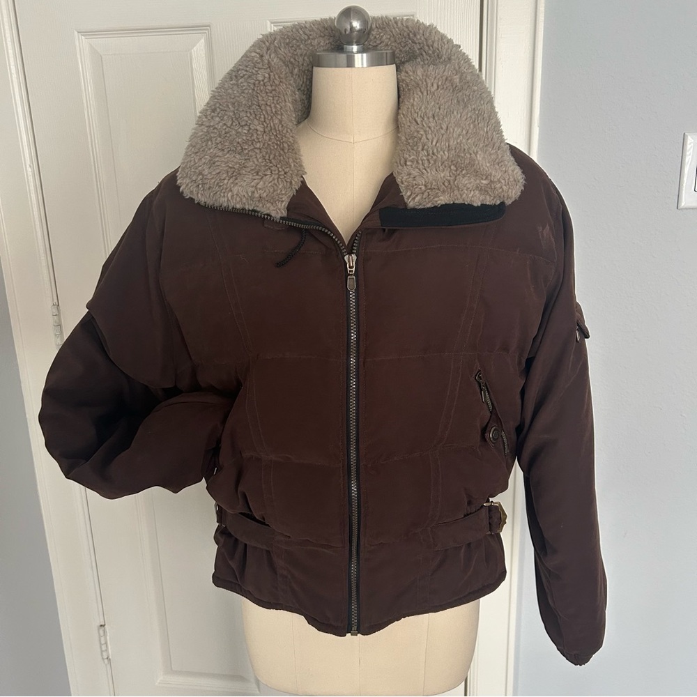 NILS Brown Ski Jacket with Shearling Collar